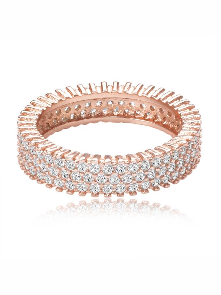 Rose Gold Plated 925 Sterling Silver Cz Studded Eternity Finger Ring Fine Jewellery Gift For Women : PR5857C-6