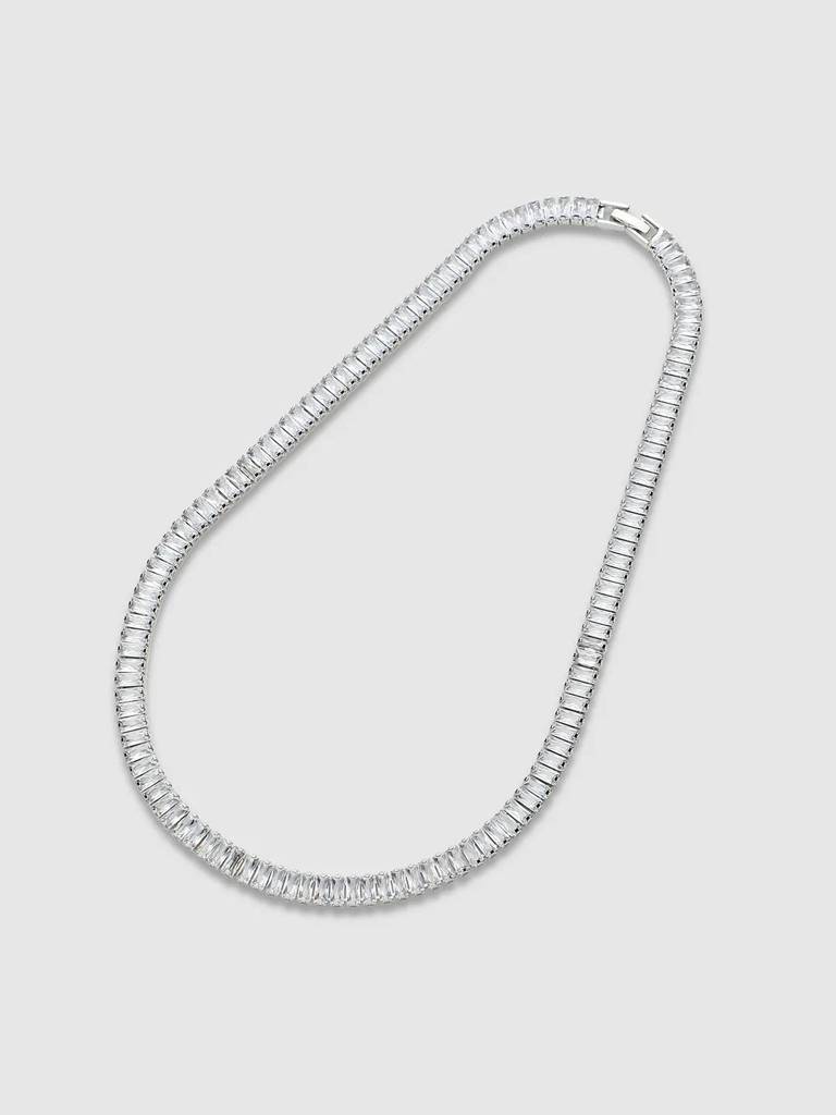 Men'S Geometric Stone Collar Necklace - Silver : FANC1084
