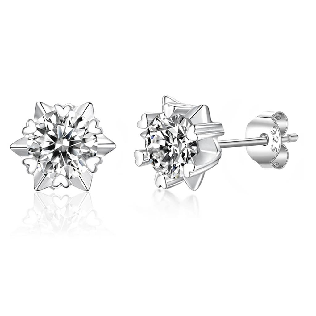 Silver Plated Cubic Zirconia Necklace Pendant Chain Finger Ring & Stud Earrings Fancy Jewellrey Set For Women And Gi : PX9PS10