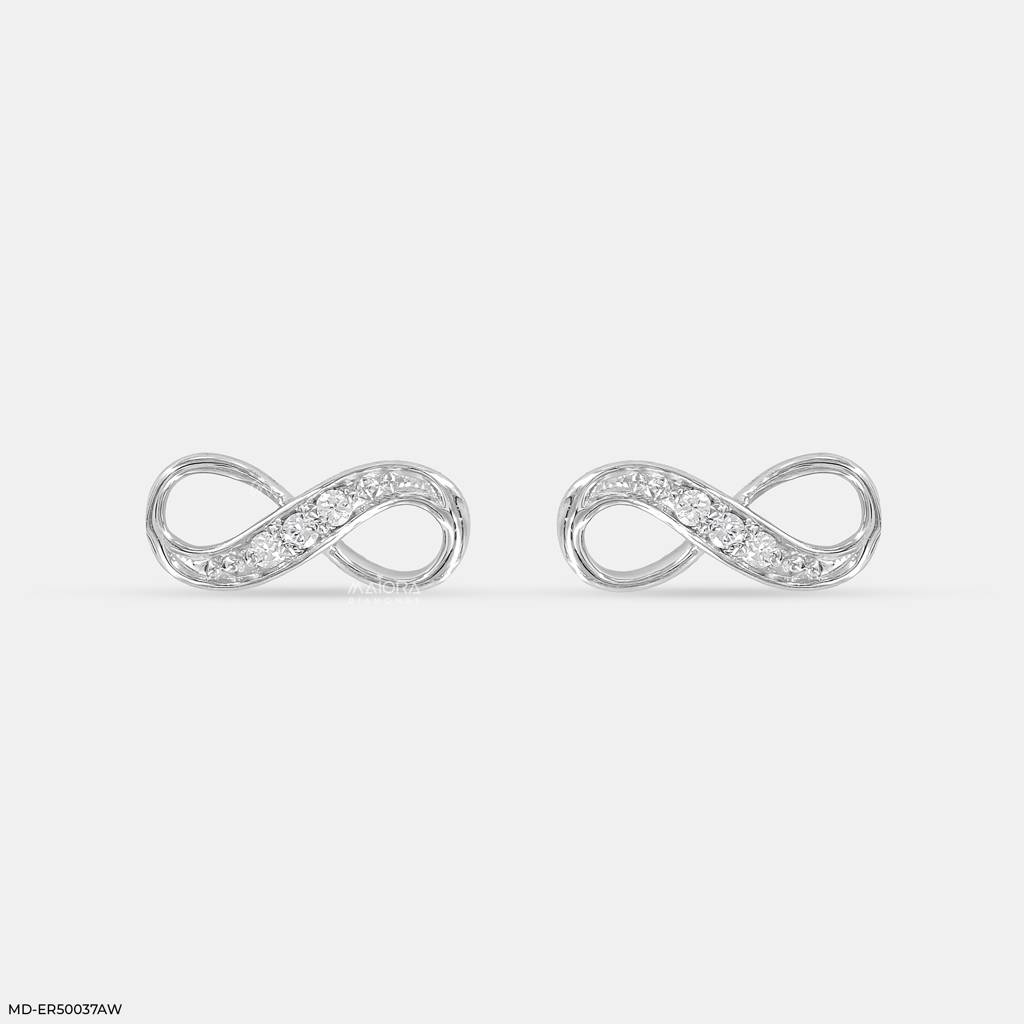 925 Sterling Silver Lab-Grown Diamond Infinity Stud Earrings : MD-ER50037AW
