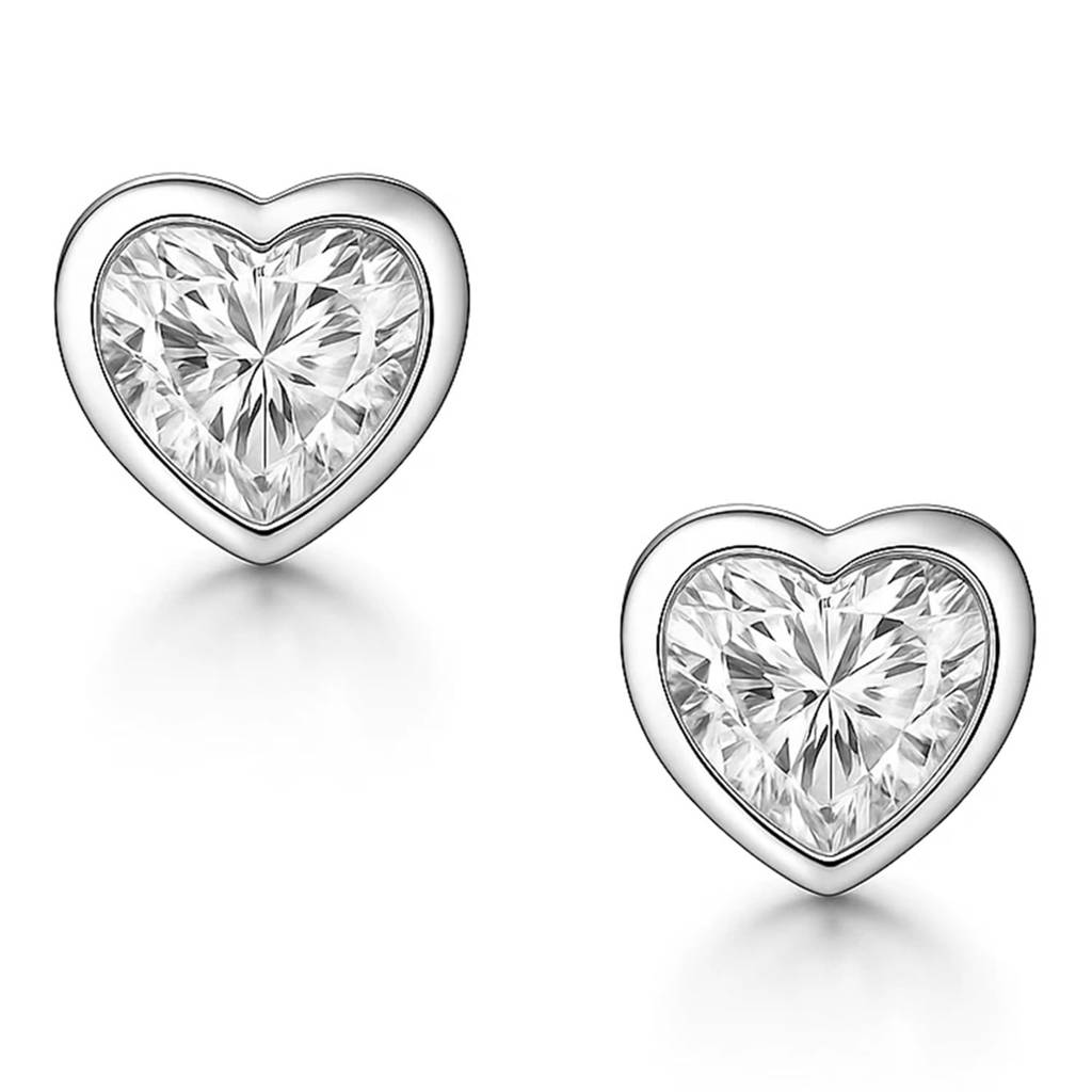 Silver Plated Crystal Studded Heart Shaped Stud Earring Fashion Jewellery Gift For Women & Girls : PX9E3062