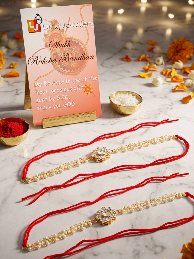Traditional Rakhi For Bhaiya/Bhabhi Red Thread Rakshabandhan Rakhie (Pack Of 2) Rakhee Rakshasutra : 198-L1R1-26-W-2-2026
