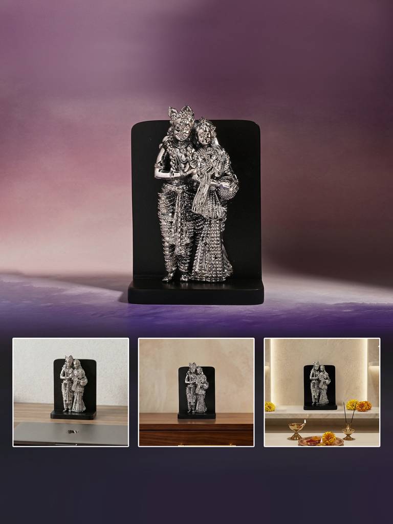 Pure 999 Silver Plated Radha Krishna Idol : EJGFT385