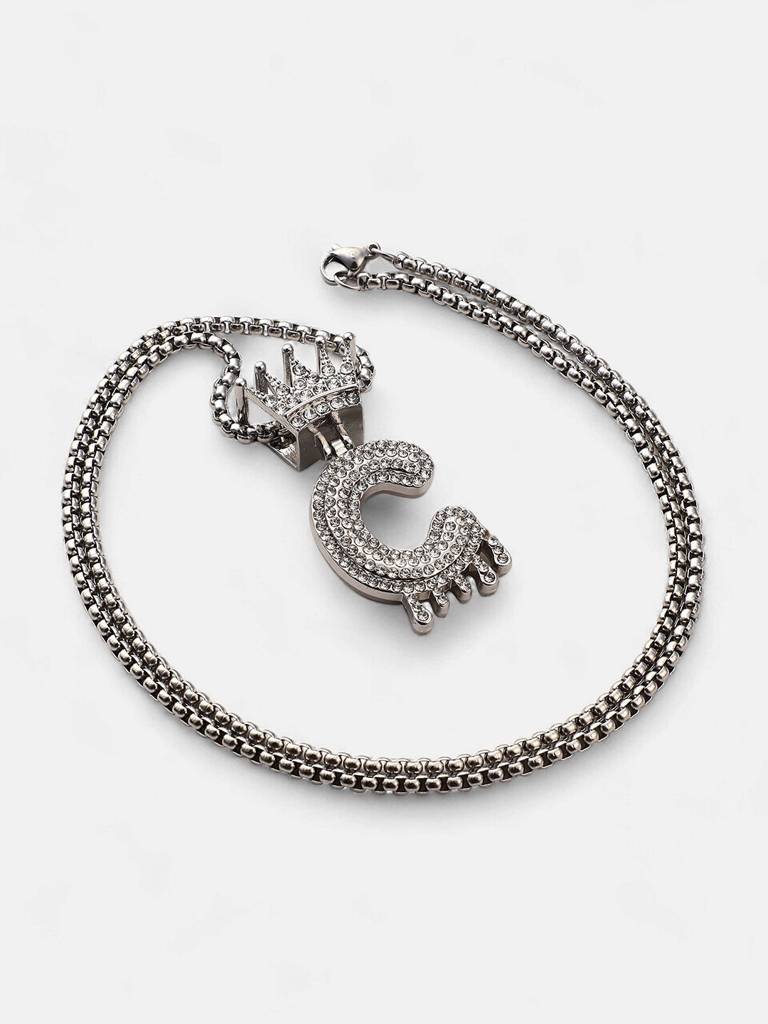Men'S The Drip Alphabet Pendant Necklace - Metallic Silver : FANC1096-C