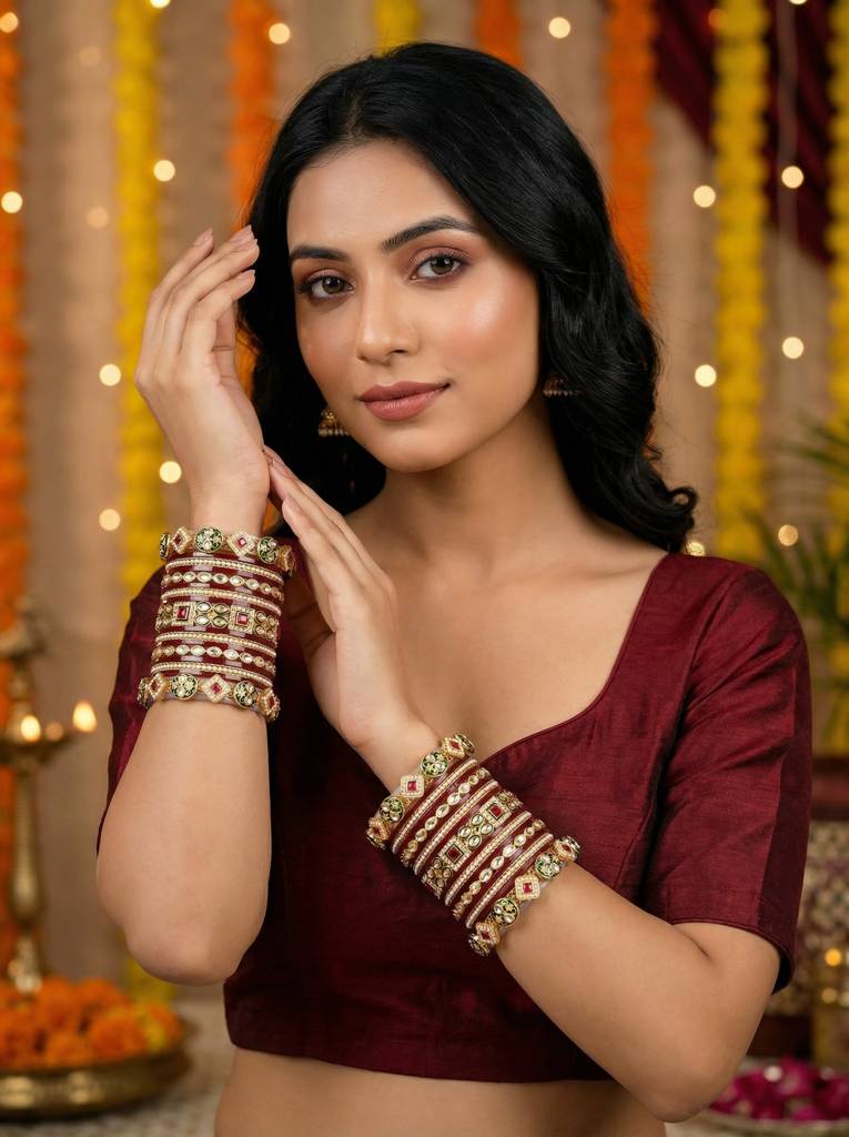 Polki Kundan Punjabi Chuda Set : HB-73-24