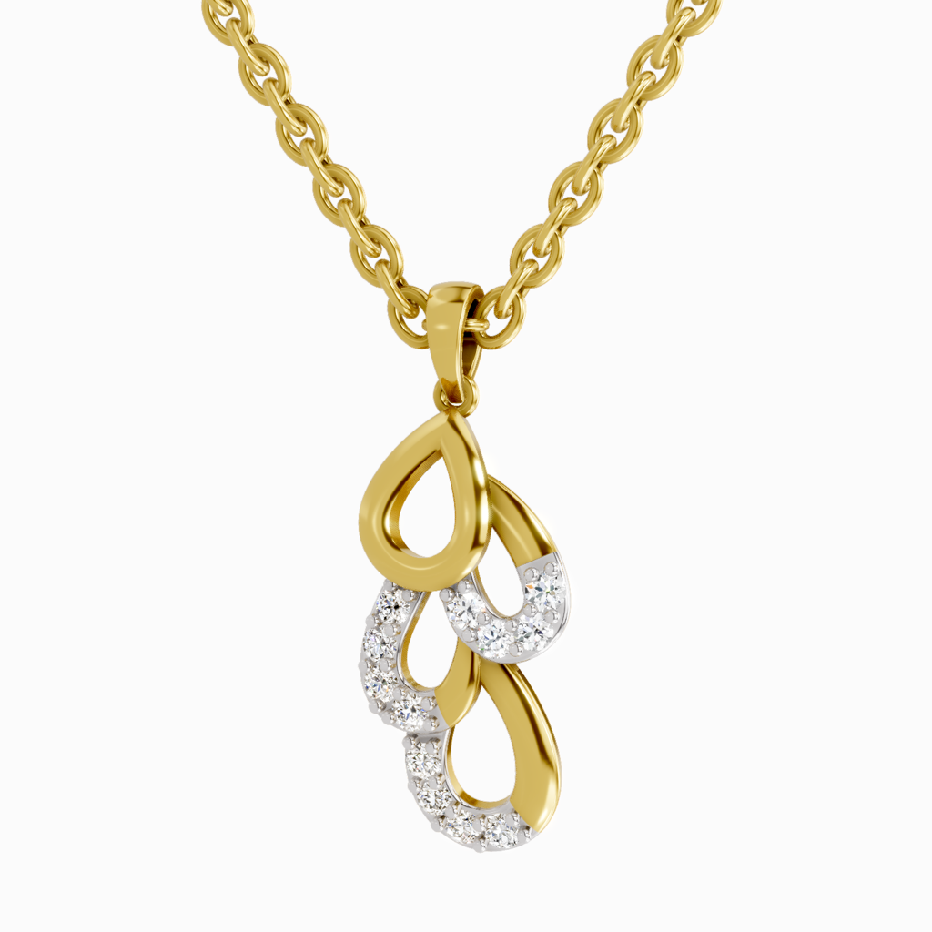 Lab Grown Diamond 0.12 Carat Drop Pendant 14K : SPP15893-PD-14KY-012CT