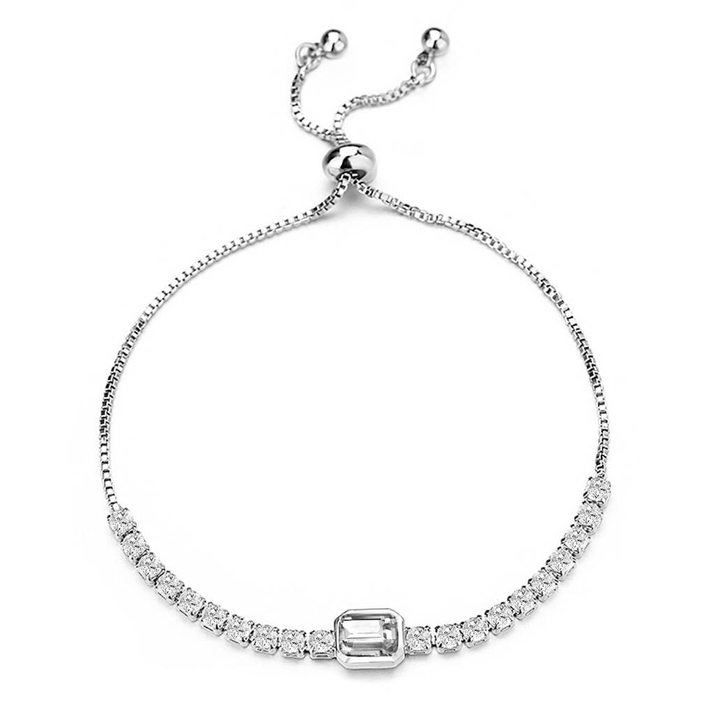 White Stylish Adjustable Bracelet For Women & Girls | Silver Plated | Crystals Studded | Festive Stylish Design Jewe : PX9B31W
