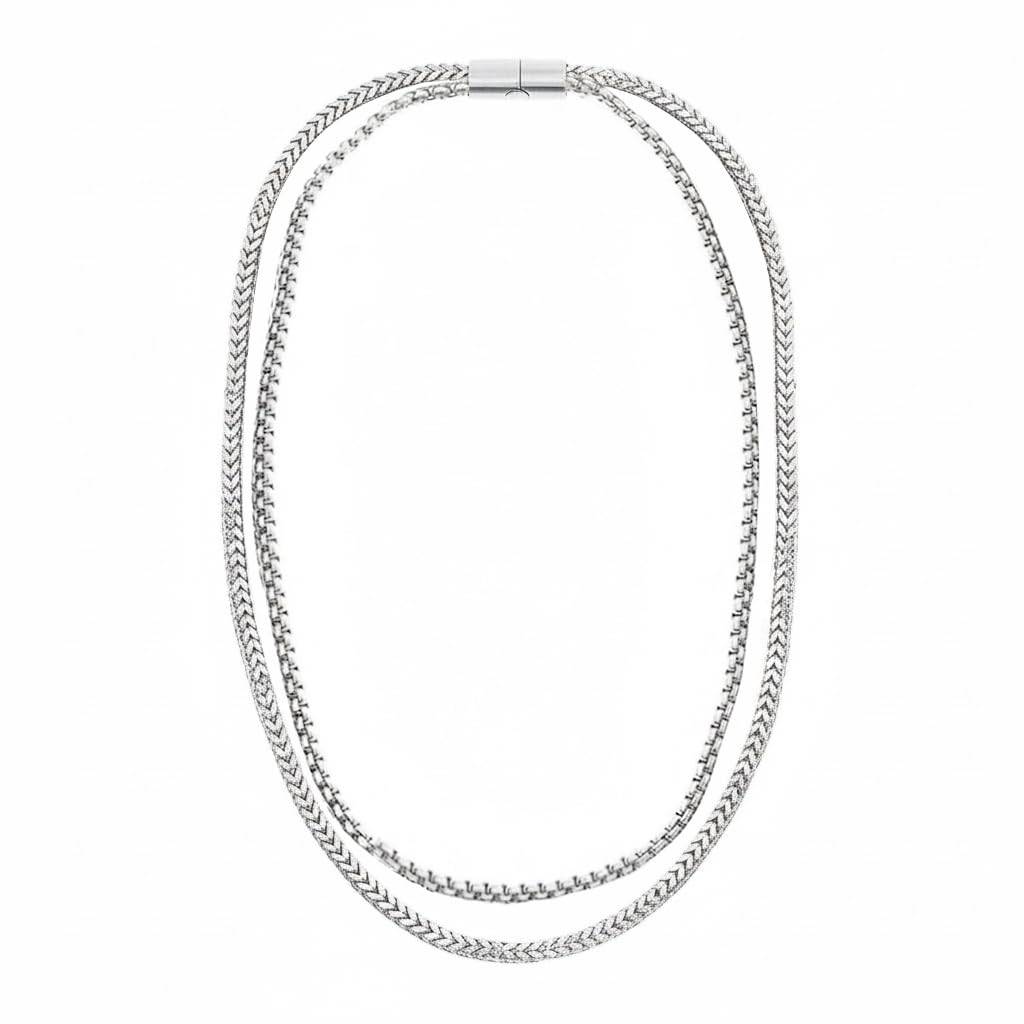 Silver Plated Stainless Steel Fancy Wheat Chain Necklace Jewellery Gift For Men & Boys : PX9CH117S