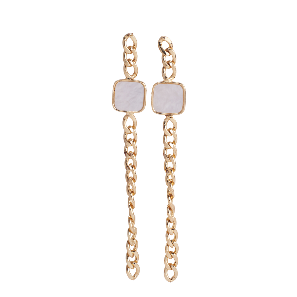 Mob Shoulder Gazer Gold Earrings : ES13683-G-WHT
