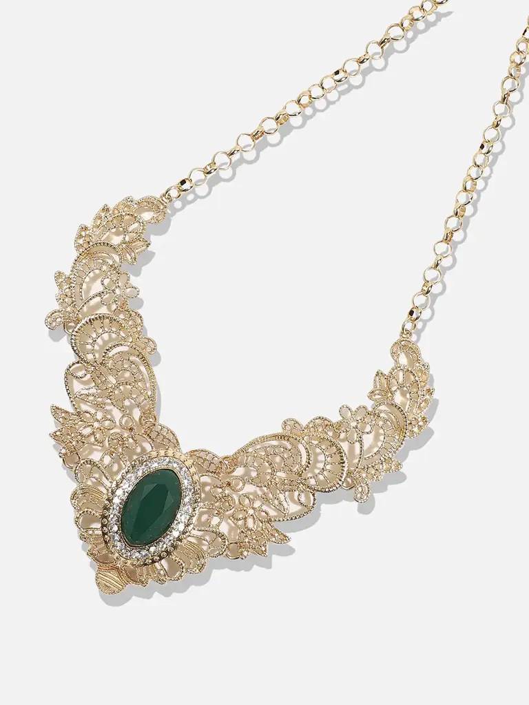 Daphne-Multicolour Designer Statement Stones Necklace : SOHNCK3494