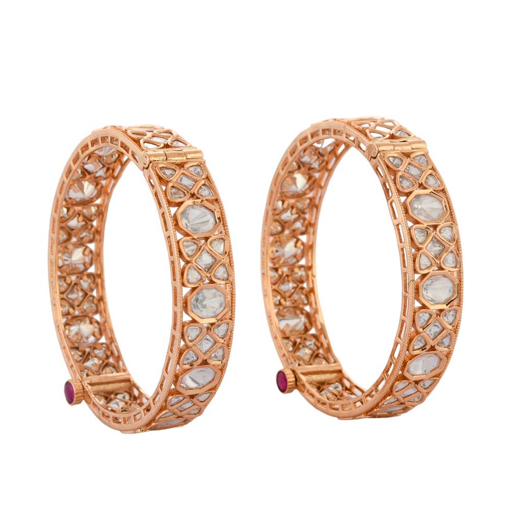 Sparkling Elegance Shimmering  Kundan American Diamond Bangles : 8905124527407