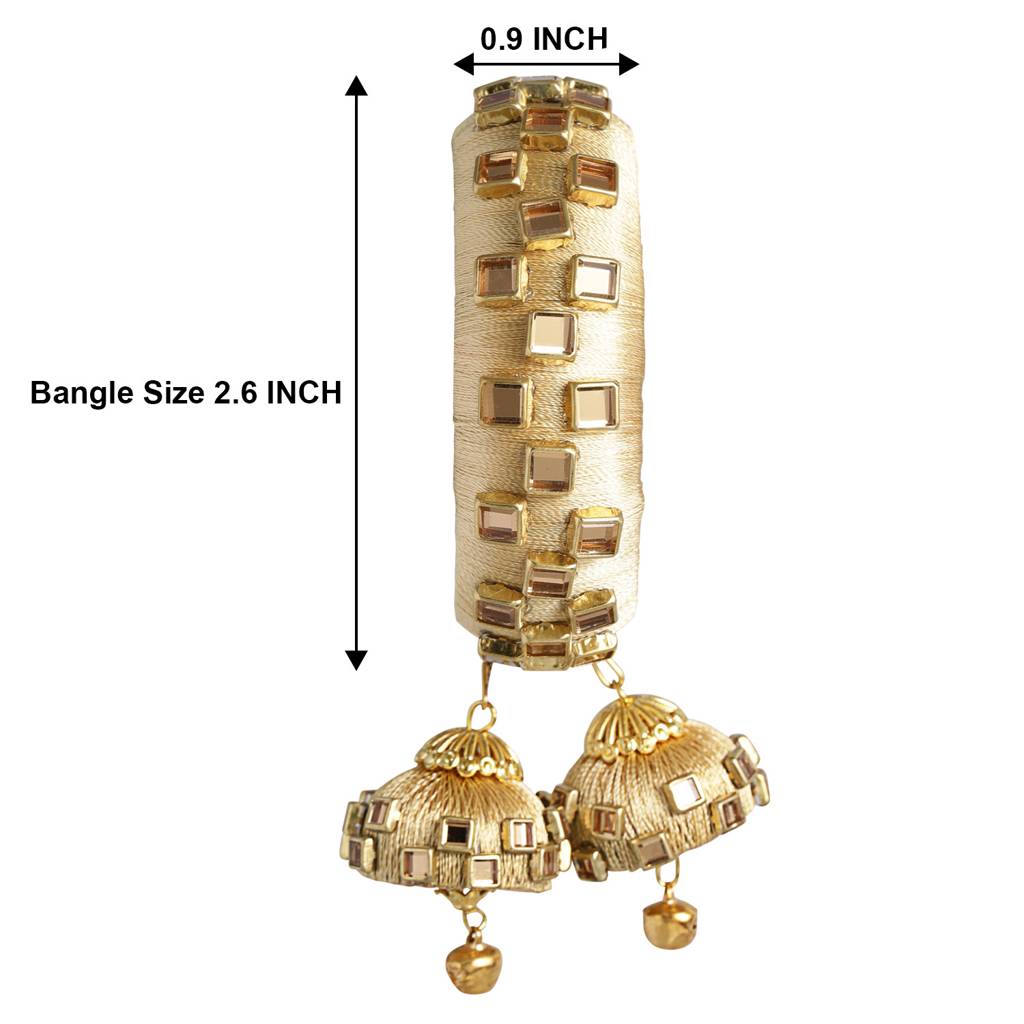 Peora Silk Thread Crystal Design With Dangling Jhumki Chuda Chura Bangle Set For Women : PF51B73CRM