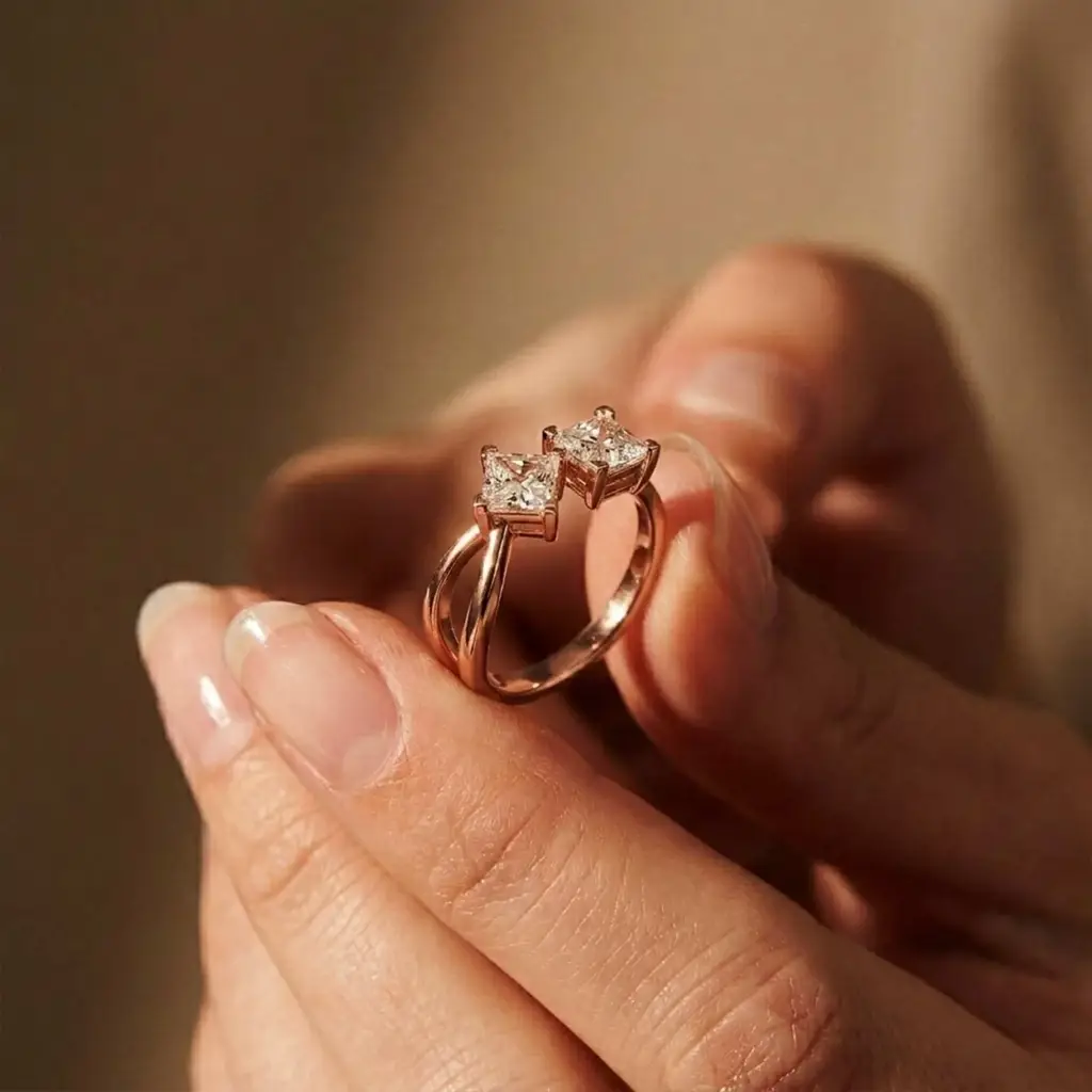 1Ct Moissanite Dual Princess Twist Ring : ZLM10015R-10N