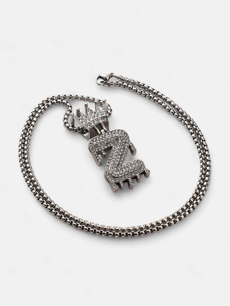 Men'S The Drip Alphabet Pendant Necklace - Metallic Silver : FANC1096-Z