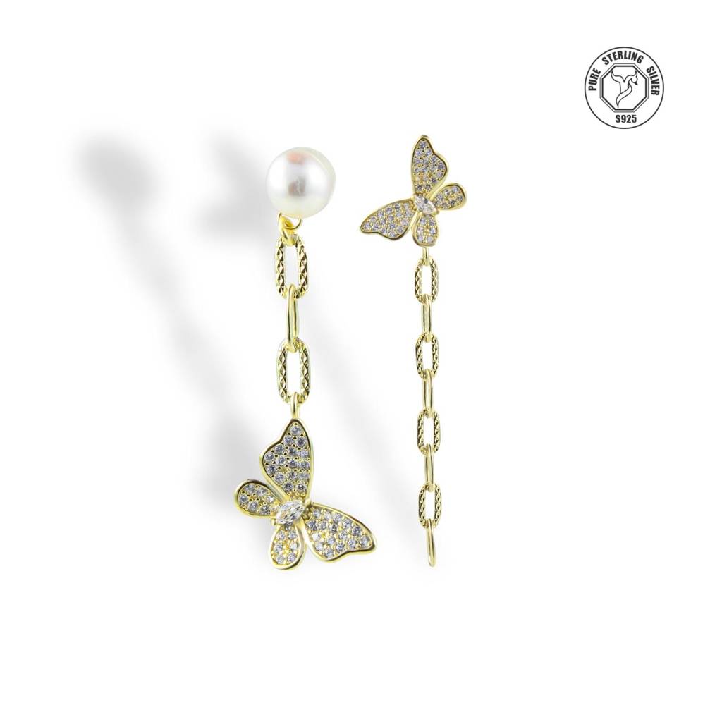 925 Sterling Silver Butterfly Earrings : TRERDJ0046Gold