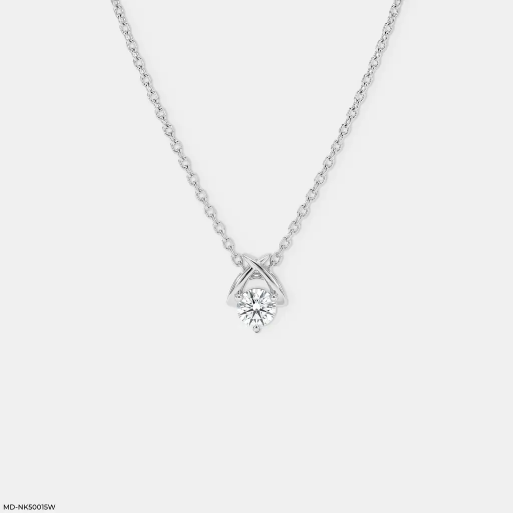 Intertwined V-Bail Lab-Grown Diamond Solitaire Pendant Necklace : MD-NK500015W