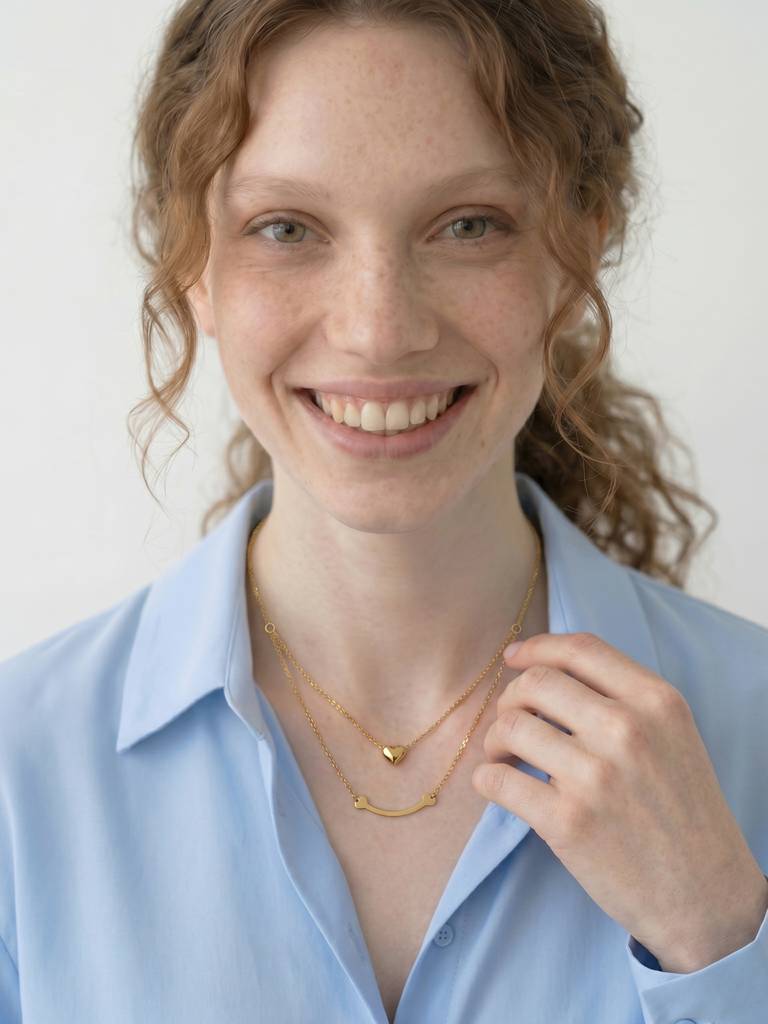 Mini Heart Bar Layer Necklace For Women - Waterproof & Anti-Tarnish : NK0696