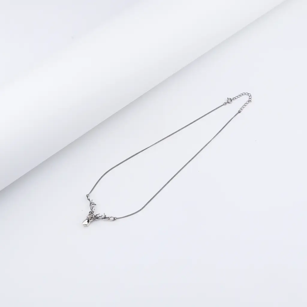 Silver Deer Pendant With Chain : 24238487