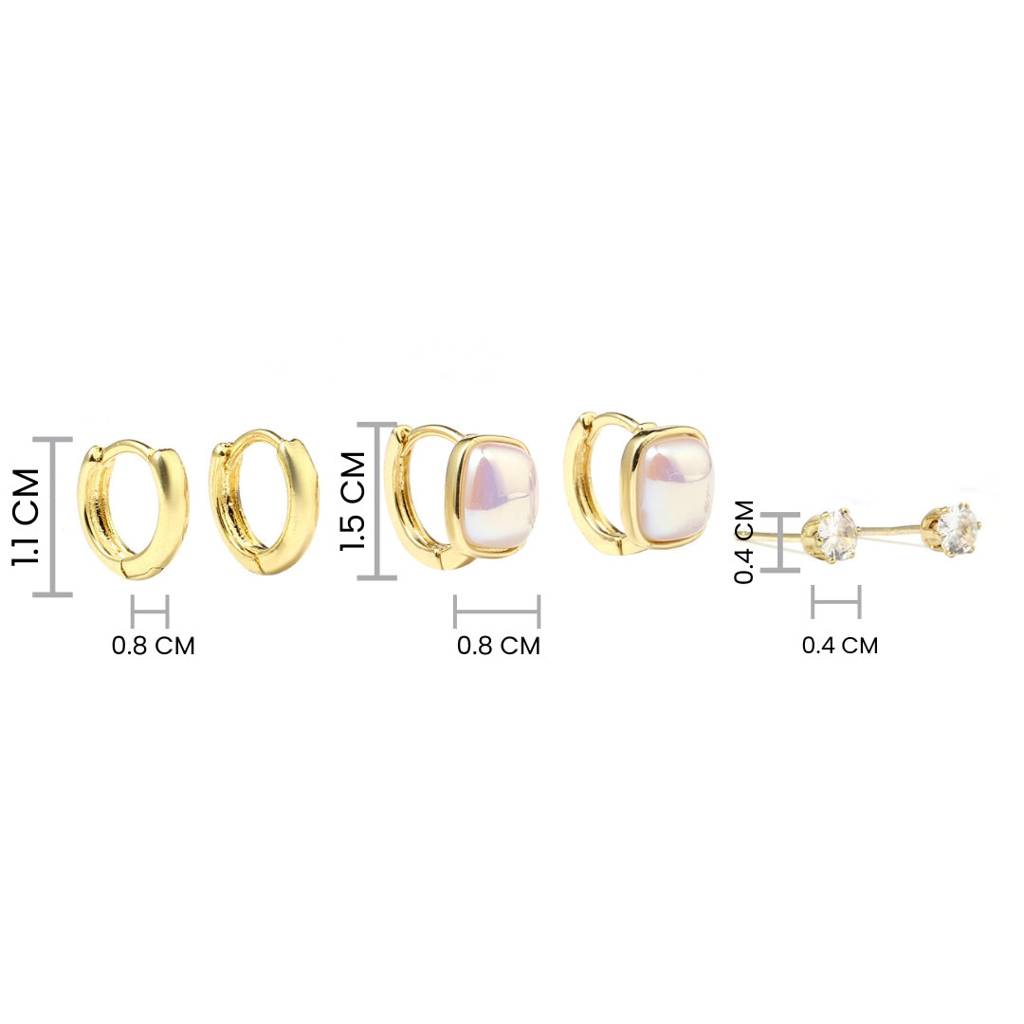 Set Of 3 Keshi Pearl Earrings : EC33987-G