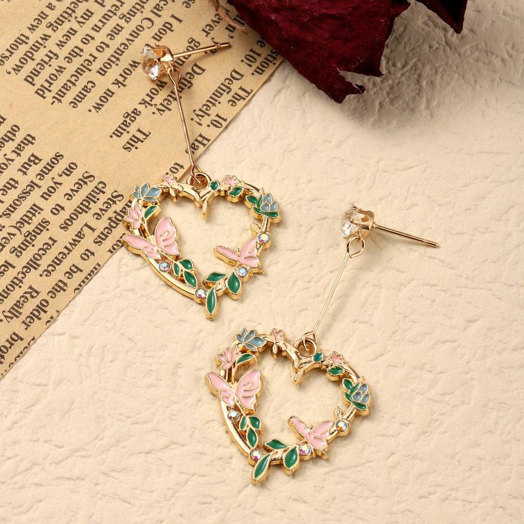 Love Forest Elegance Earrings With Valentine Box : ES14242-G-PNK