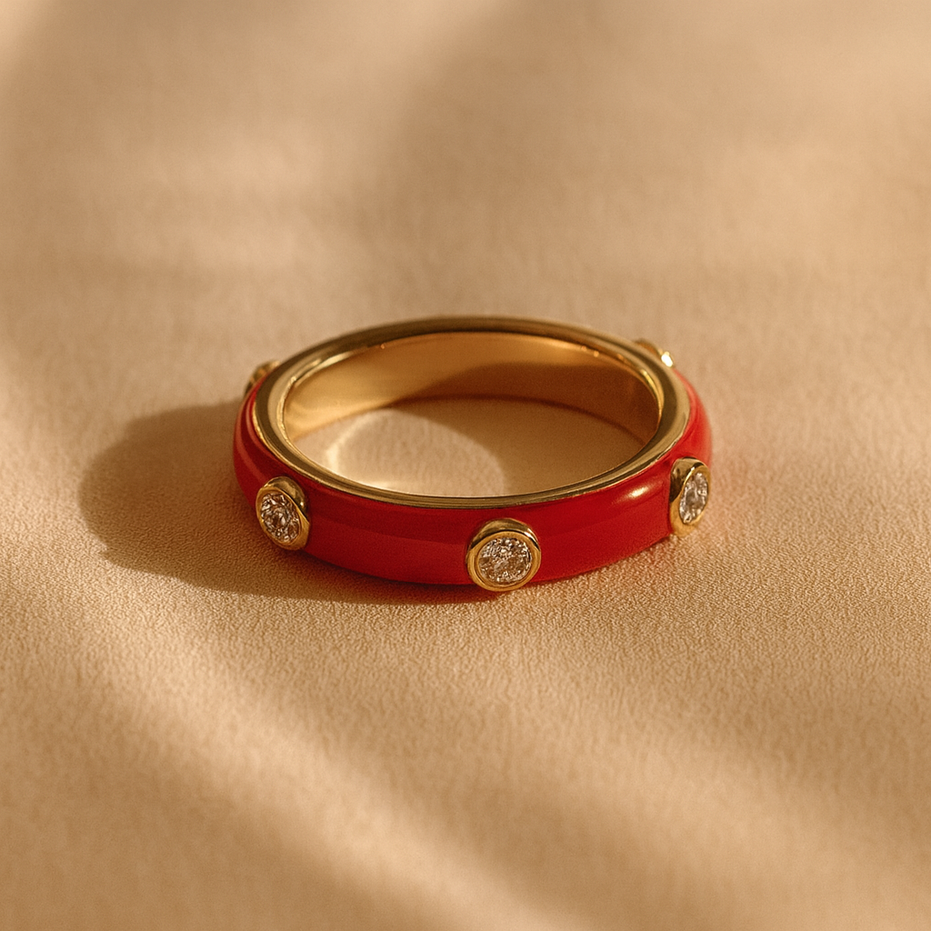 Orange Studded Enamel Ring : RIN_ORANGST_GV3_0034