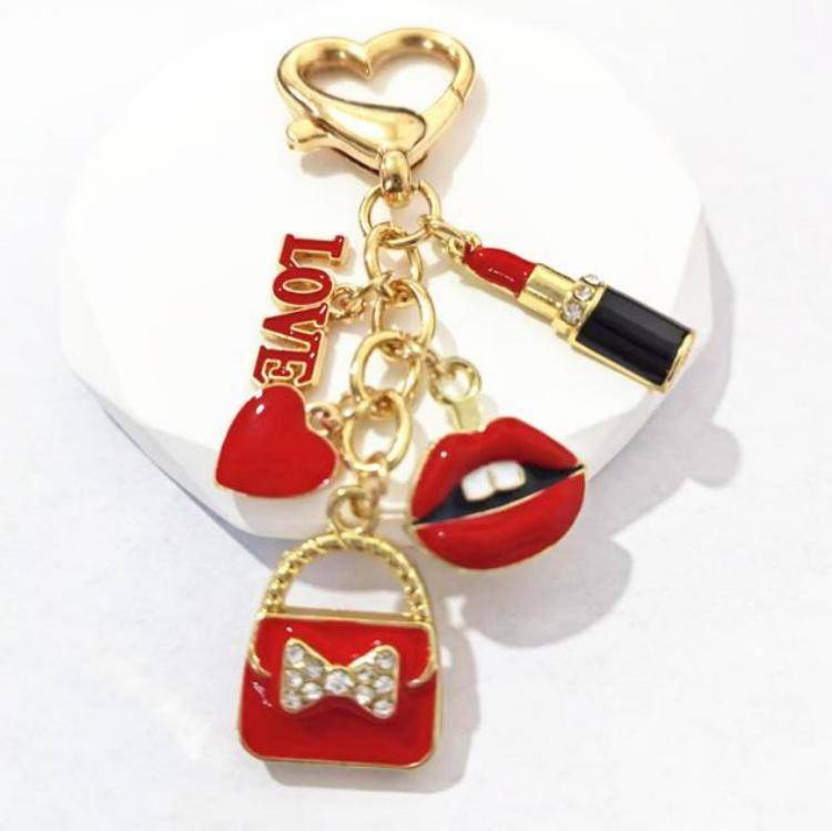 All Things Red Beauty Bag Charm : C-BG-0068-G-RD