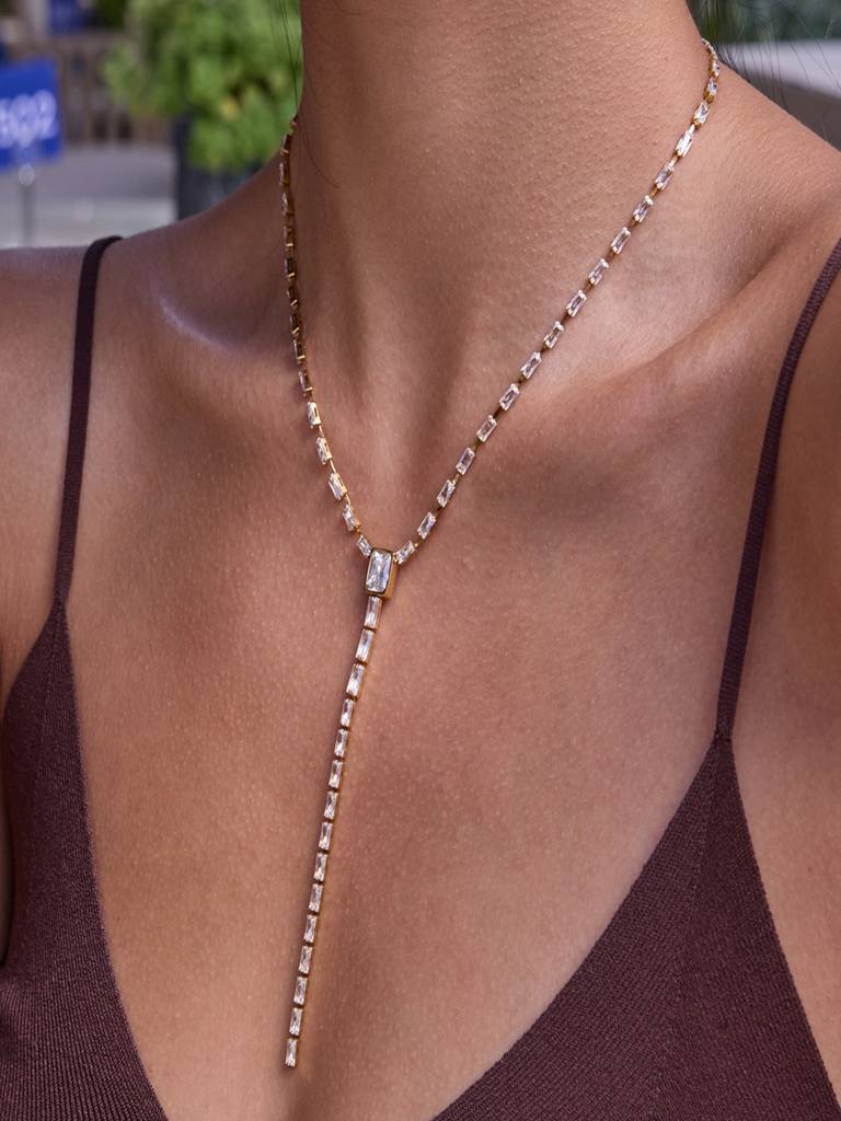 Bead Zircon Layer Lariat Necklace Anti-Tarnish Waterproof 18K Gold Plated For Women : AWX0925N0271
