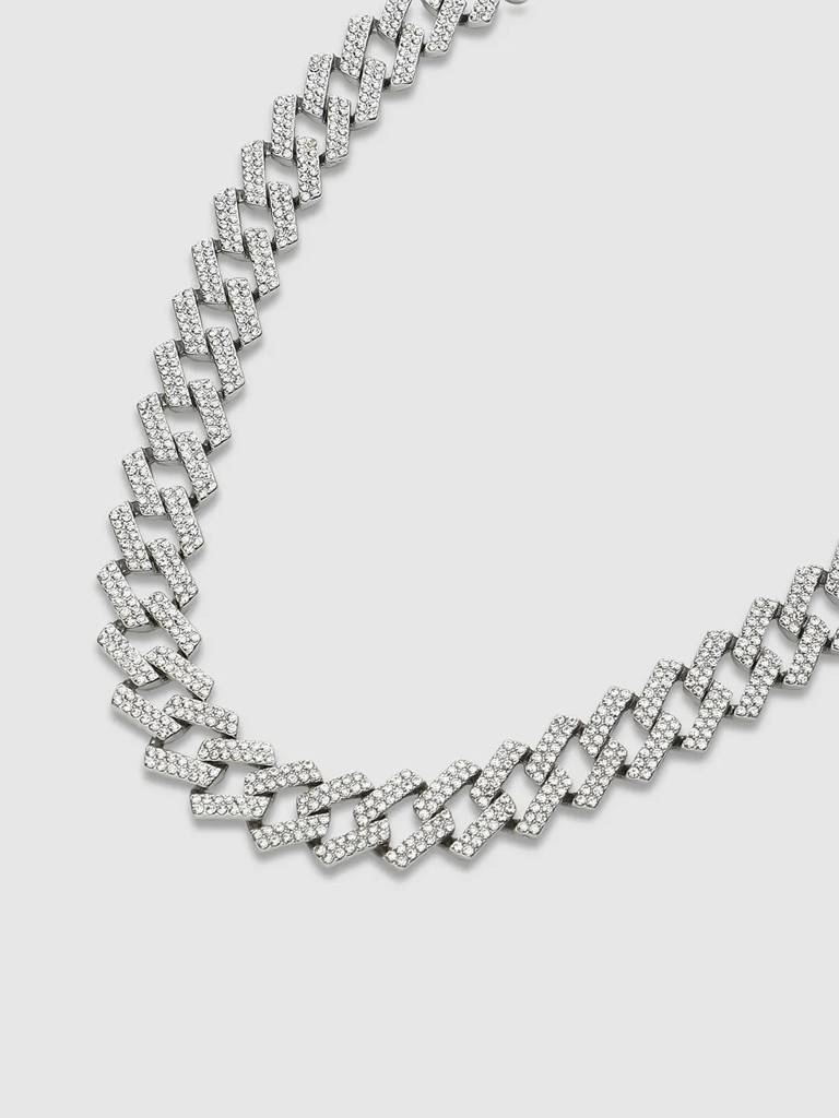 Men'S Embellished Criss-Cross Chain Necklace - Silver : FANC1080