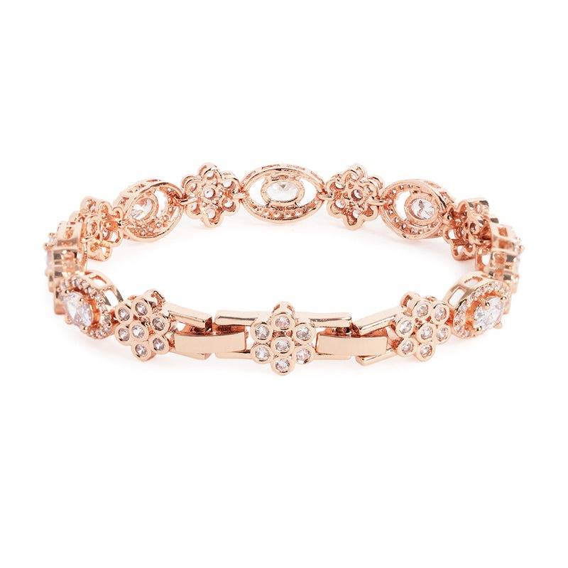 Rose Gold Plated Cz Tennis Bracelet For Women | Elegant Wear : AD-142-RGWEBR