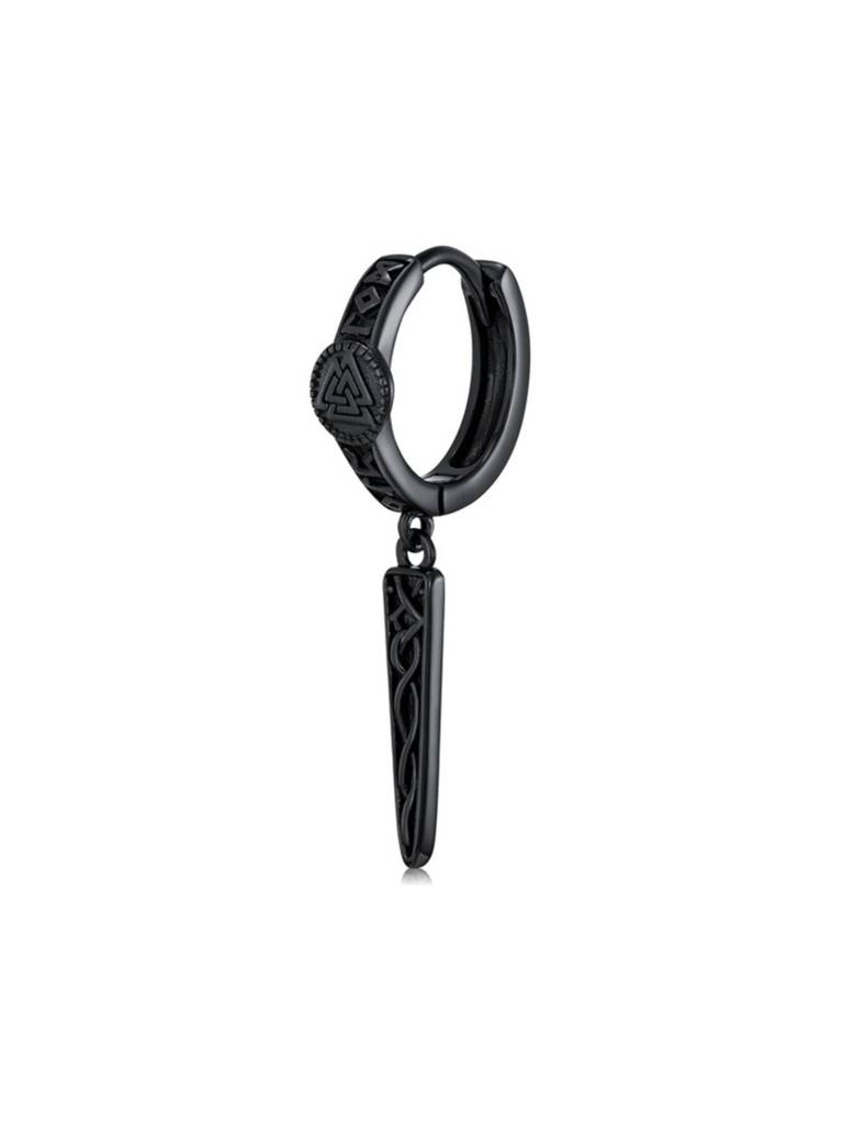 Mens Black Valknut Celtic Knots Drop Dangle Earring (Single Only) : AXY0326E1056S1