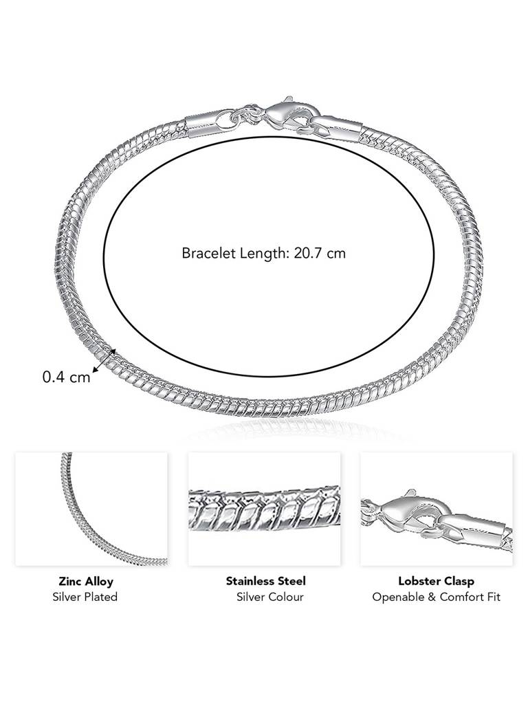 Combo Of Silver Plated Openable Fancy Bracelet For Boys With Cross Pendant With Cuban Chain Jewellery Gift F : PX5CH86-PX8B122