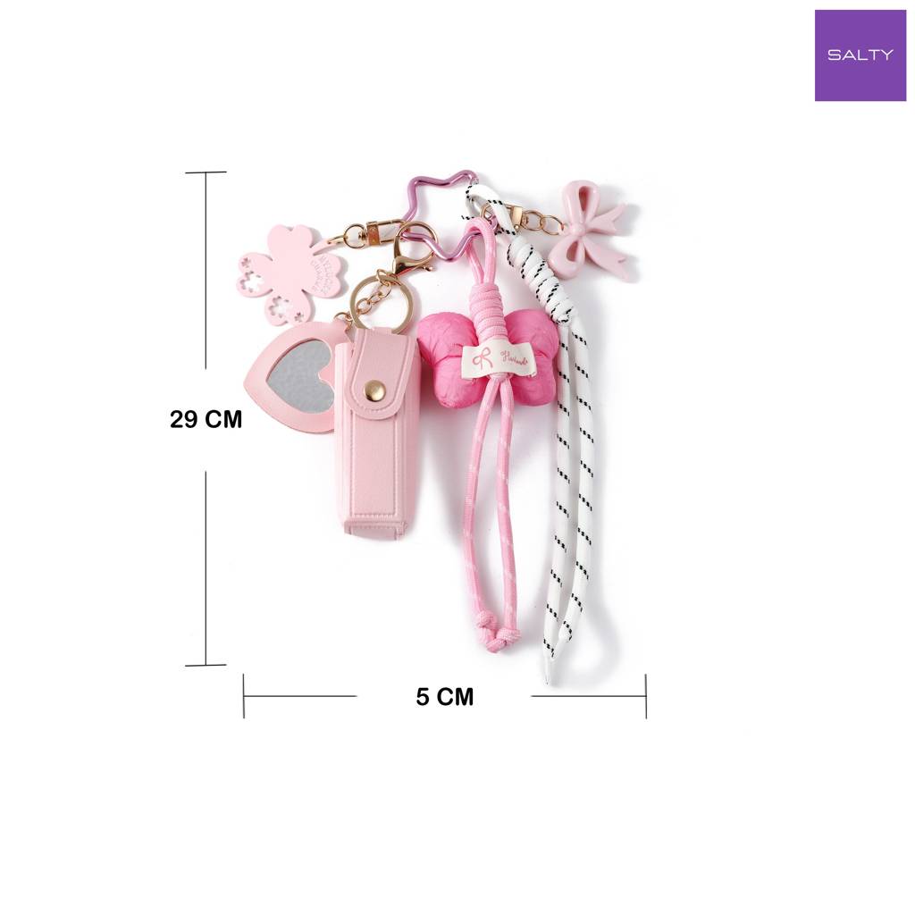 Gingham Bow Lipstick Case Bag Charm : C-BG-0088-PK