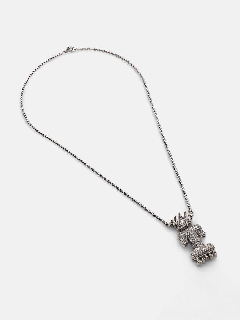 Men'S The Drip Alphabet Pendant Necklace - Metallic Silver : FANC1096-I