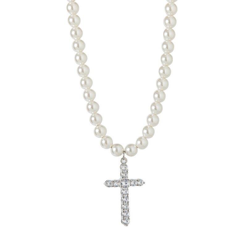 Pearl Pinnacle Cross Necklace : MN1S0448