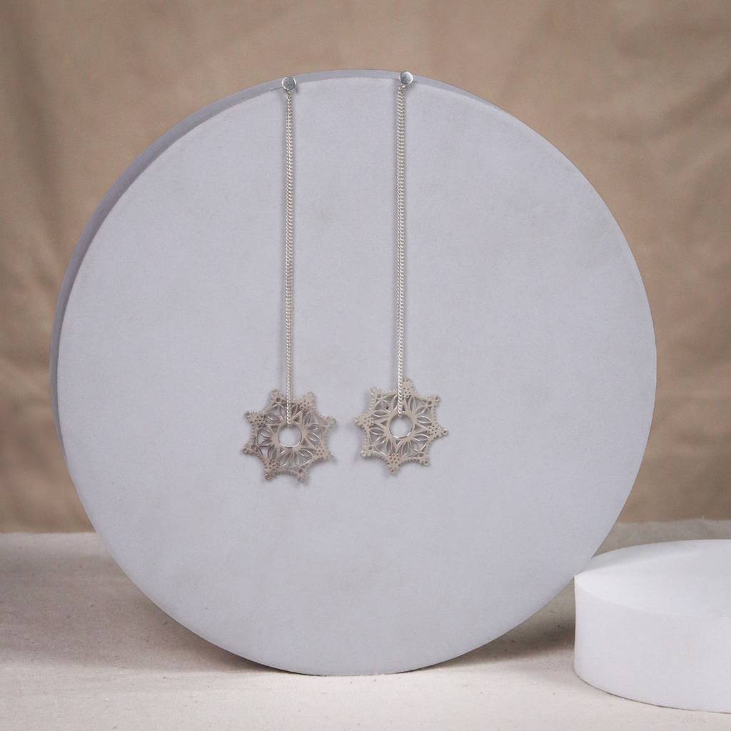 Silver Snowflake Filigree Dangler Earring : 55078807
