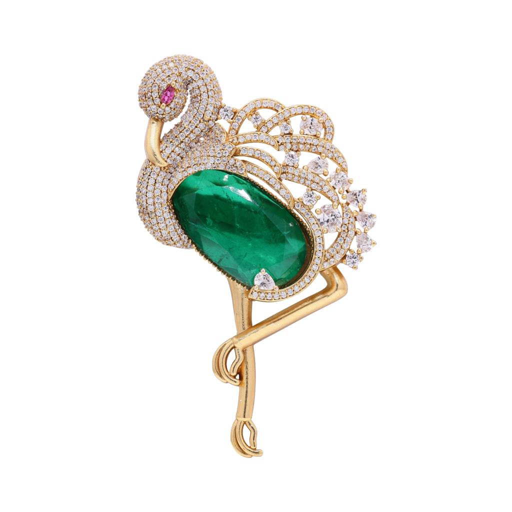 Premium Diamond Studded Unisex Swan Brooch With Hydro : 900006