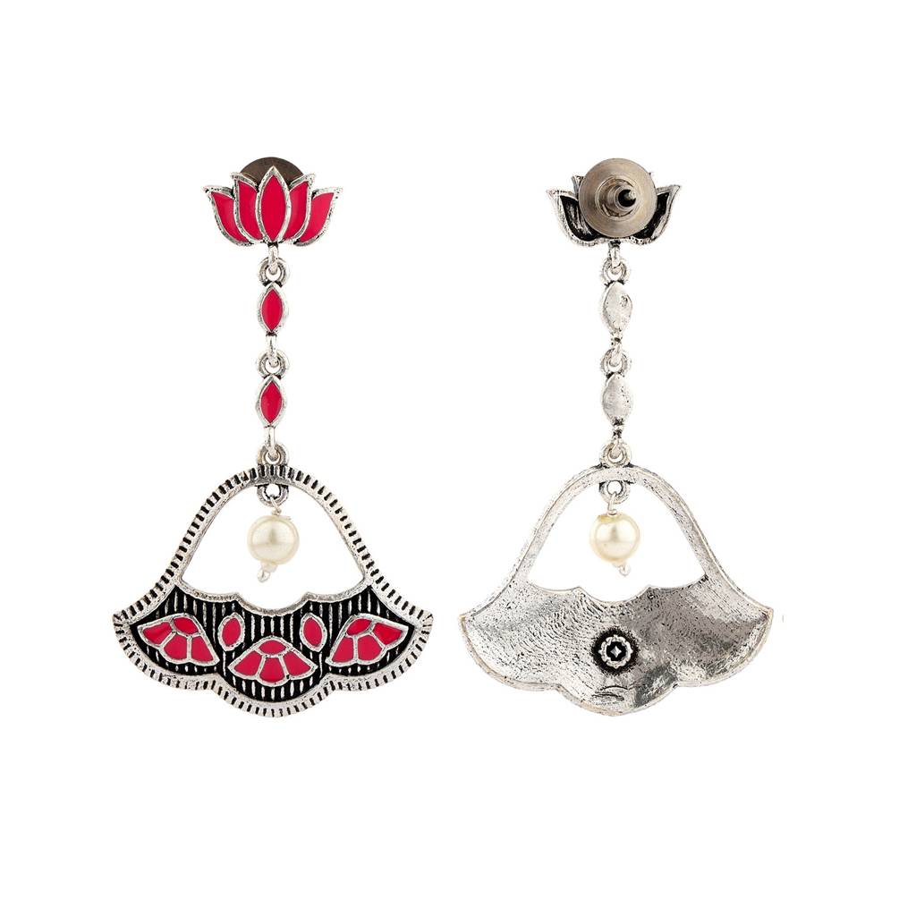 Madhubani Phoolkari Fables Oxidised Enamel Earrings : 8905124560855