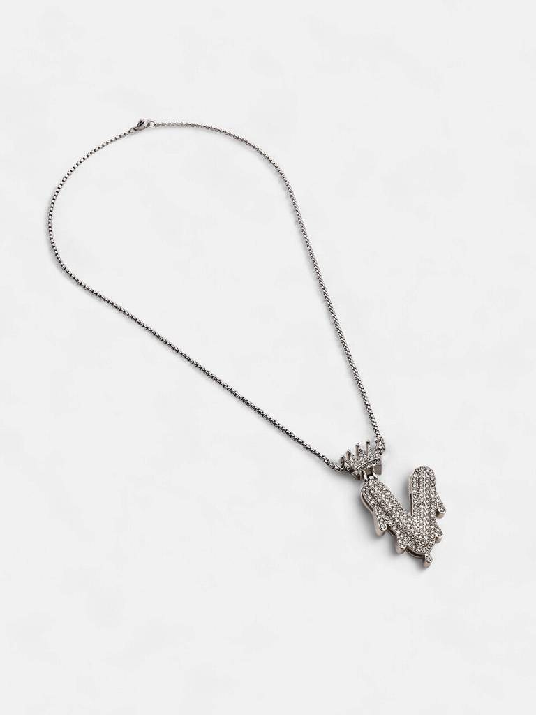 Men'S The Drip Alphabet Pendant Necklace - Metallic Silver : FANC1096-V