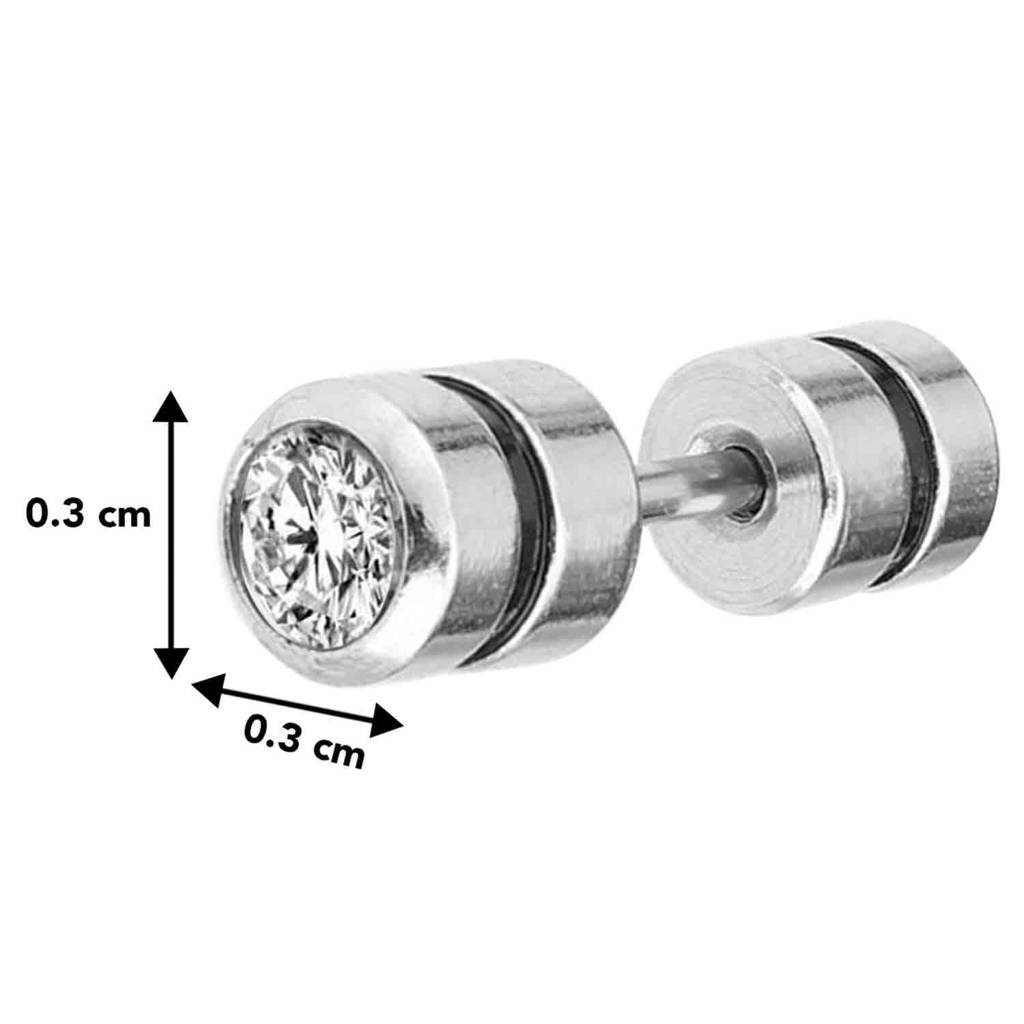 Combo Set Of Silver And Gold Plated Cubic Zirconia Studded Stud Earrings Jewellery Gift For Boys & Men : PX9ME44G-PX9ME46