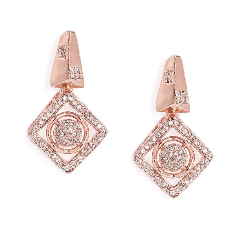 Glam Cz Necklace Set|Square Halo Shape|Celebration Wear : AD-895-RGWENKER
