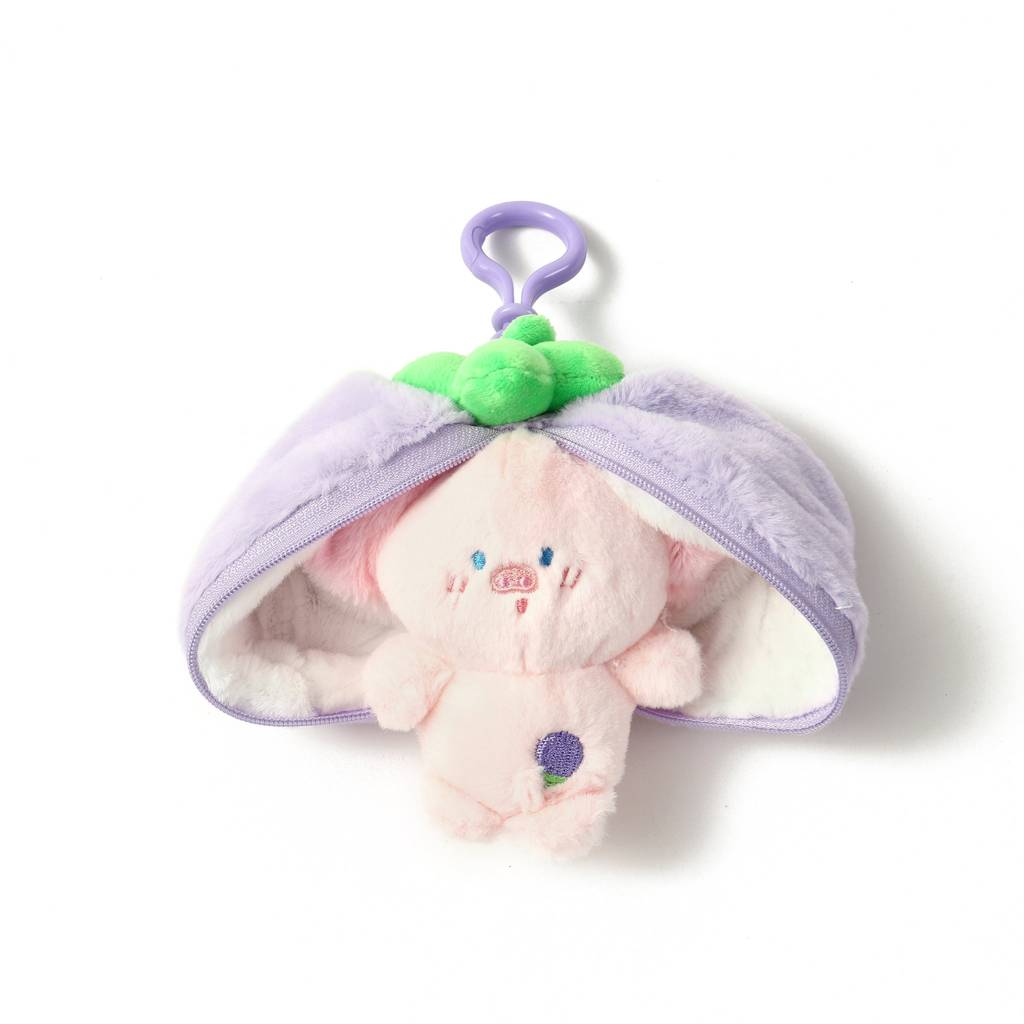 Mini Furry Zipper Pouch Bag Charm : C-BG-0030-PL