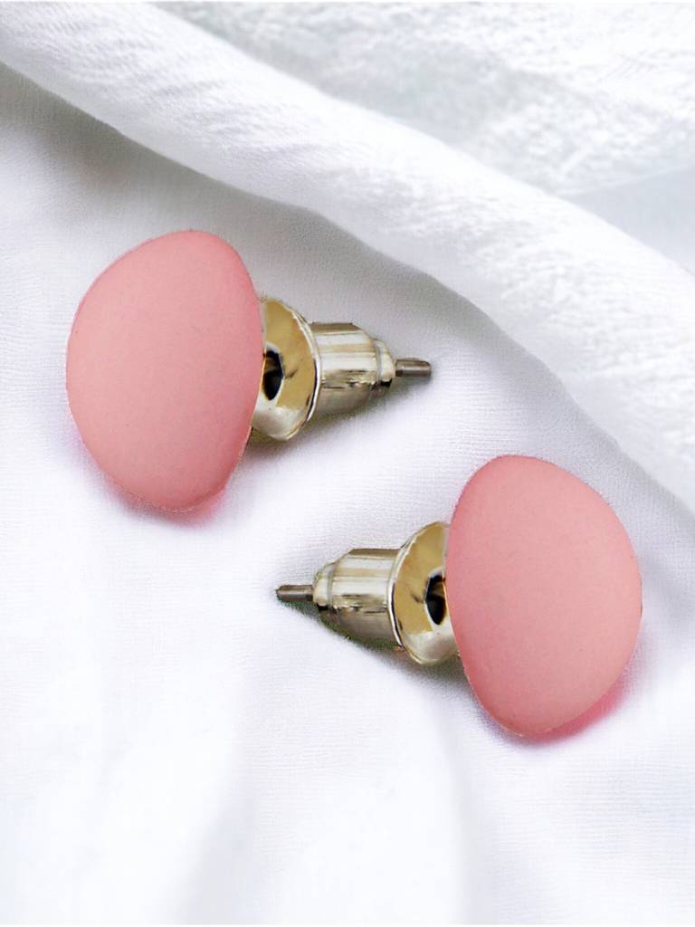 4 Pairs Combo Earrings- Pink And White Color Plastic Studs And C Shaped Drops : 190-CHEX-1015-4