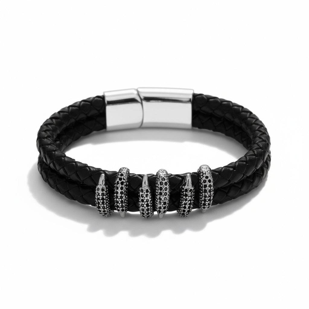 Crown Line Clawed Bracelet - Black : MB1S1010-S-BK