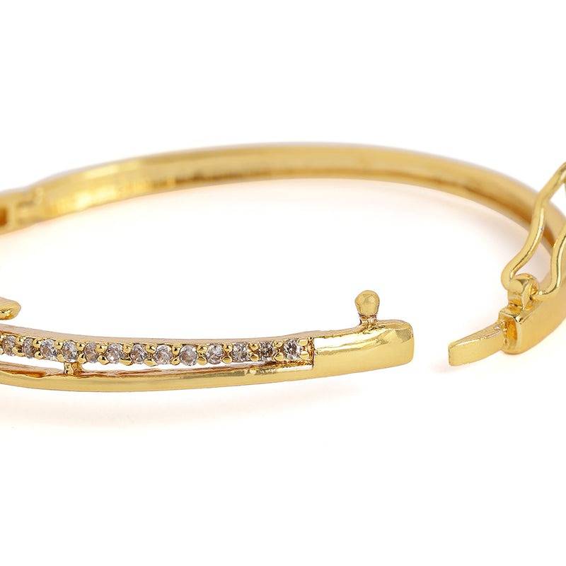 Gold Plated White Cz Slim Wave Kada Bracelet For Women | Everyday To Occasion : AD-158-IGWEBR