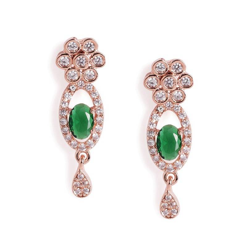 Dazzling Cz Leaf Motif Necklace Set | Festive Ready : AD-884-RGGNNKER