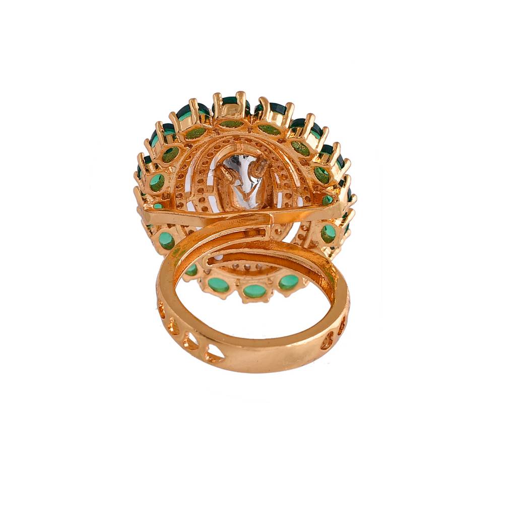Kundan Opulance Smarag Emerald Ring : 8905124540031
