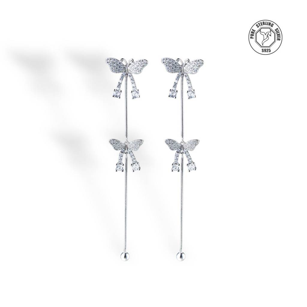 925 Sterling Butterfly Earrings : TRETL0045Silver