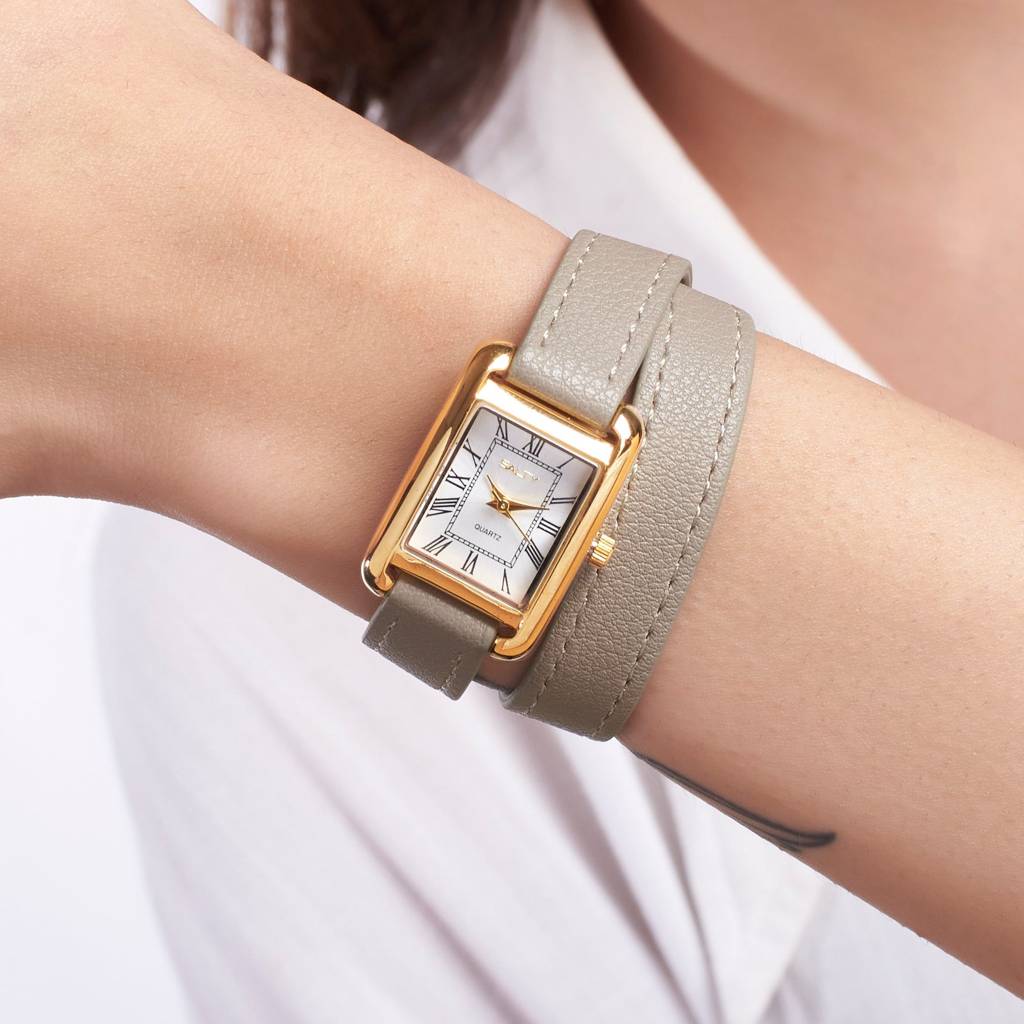 Vintage Muse Leather Strap Wrappable Watch : WT-S-0022-GY-WH