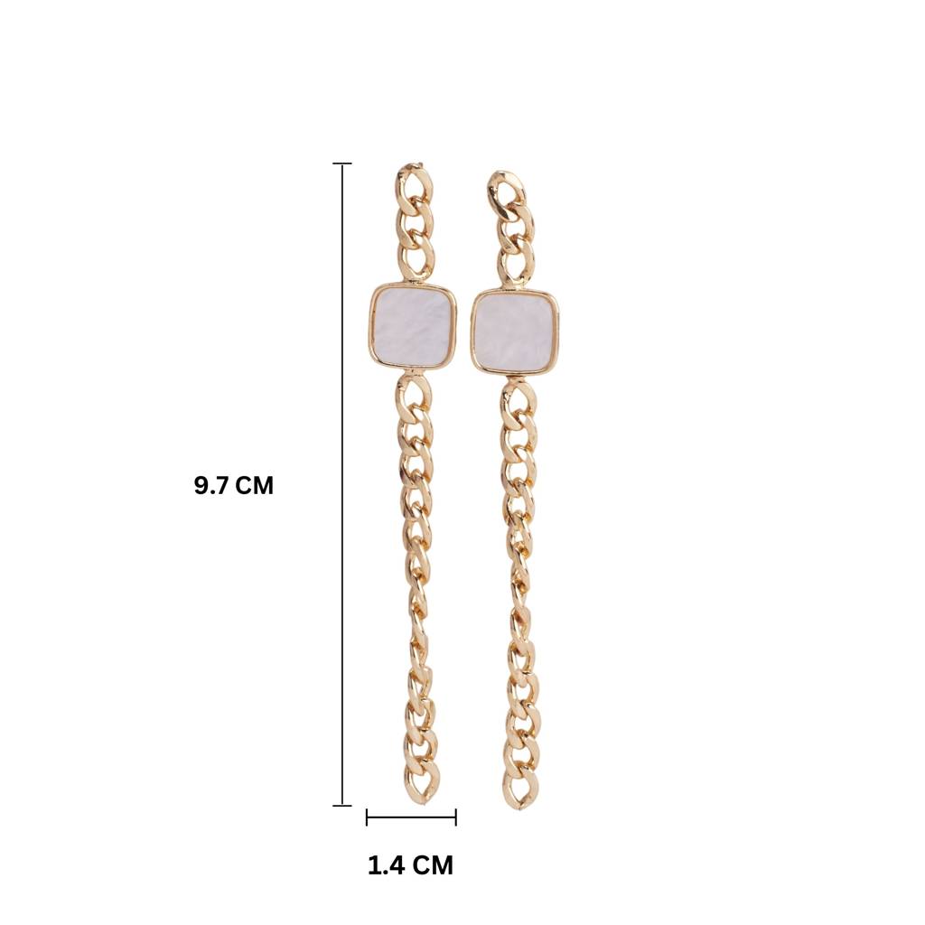 Mob Shoulder Gazer Gold Earrings : ES13683-G-WHT