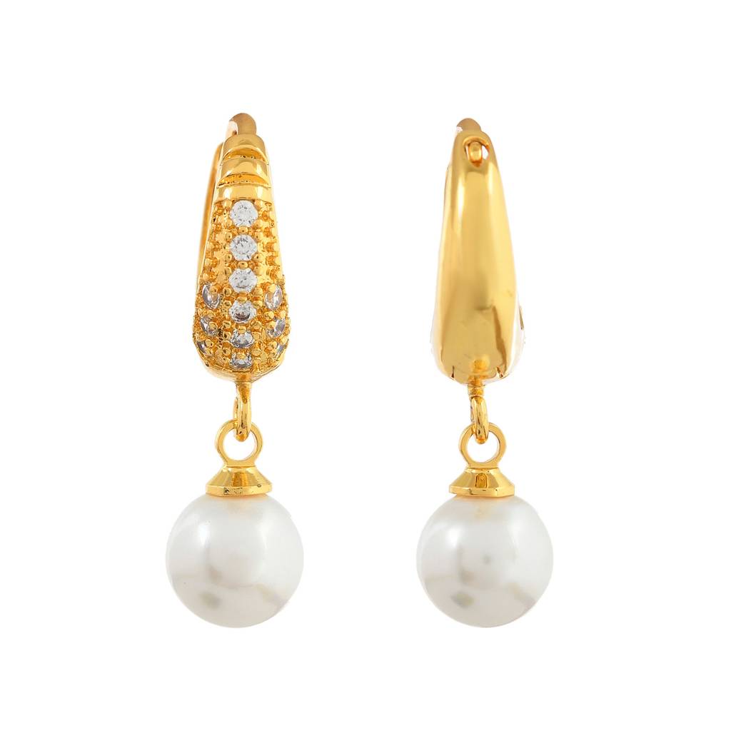 Sparkling Essentials Pearly Tara Hoop Earrings : 8905124547481